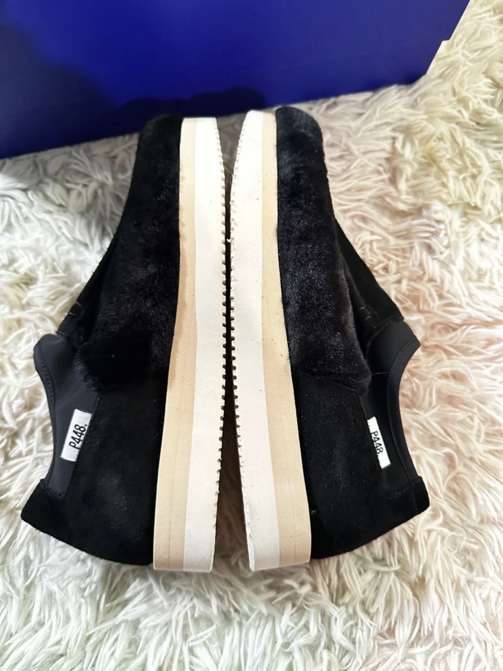 NWT P448 Bubble Black Shearling Sneakers Size 37